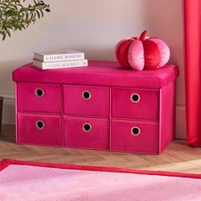 Storage Cube Unit 6 Draw Ottoman Space Saving Velvet Chest Shoe Boucle Organiser