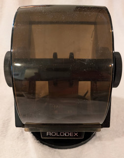 Vintage Rolodex SW 24C Rotary Card File Woodgrain Smoked Cover Made in USA