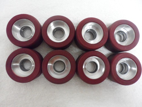 Vintage Set of (8) Maroon Skate Wheels 62mm 38mm 90a Aluminum Hubs - Picture 14 of 14