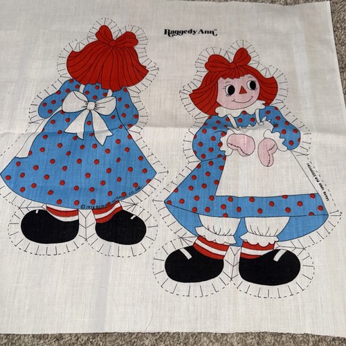 Vintage 1978 RAGGEDY ANN AND ANDY FABRIC PANELS FOR DOLLS OR PILLOWS ...