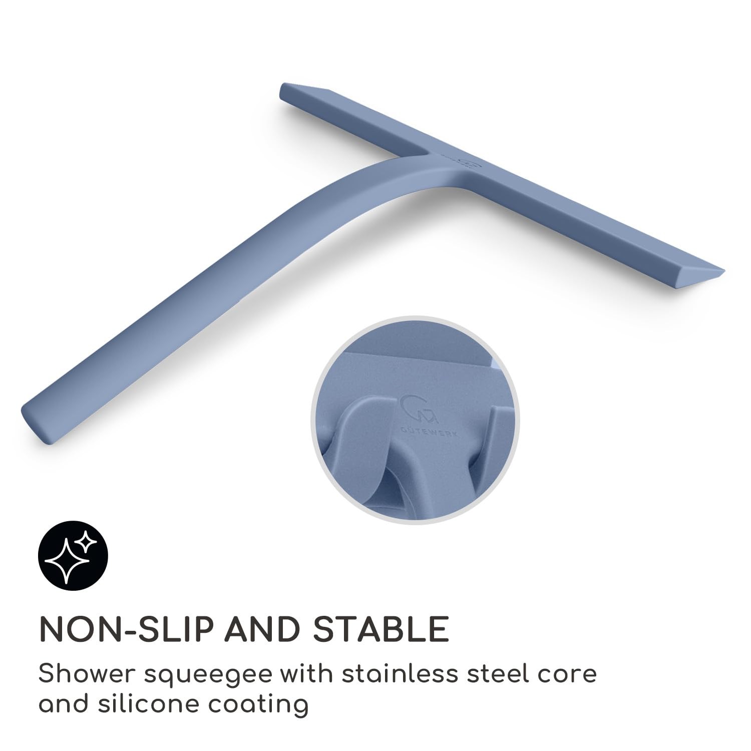 Shower Squeegee for Glass Doors - 9 Inch Silicone Window Cleaner - Blue