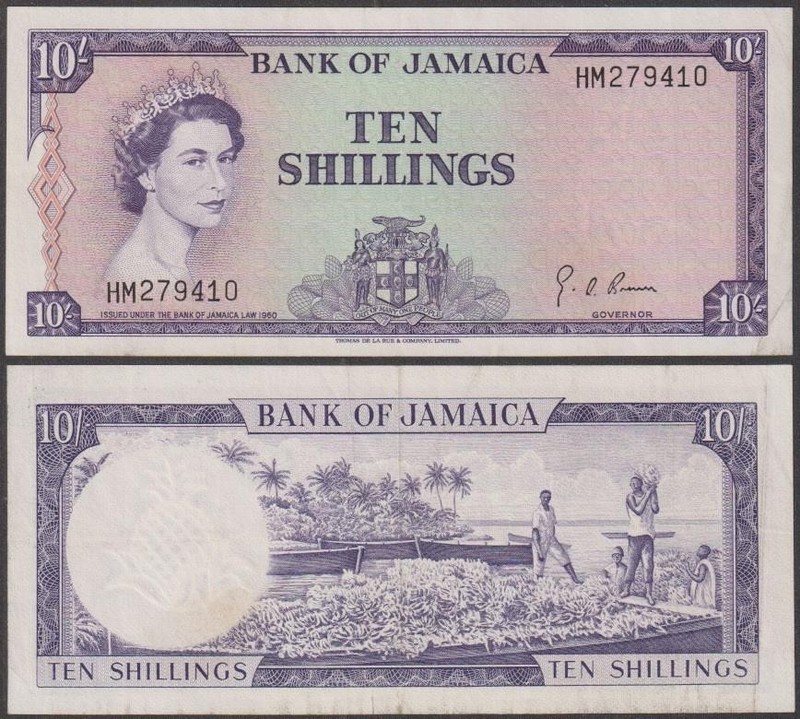 Jamaica - Elizabeth II, 10 Shillings, L. 1960 (1964), VF+++, P-51B