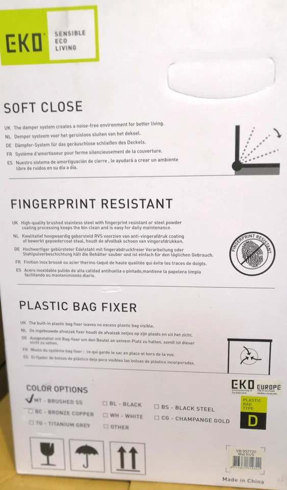 EKO Ecofly Mülleimer Edelstahl matt Treteimer 20L Abfallsammler Butterfly Deckel - Bild 4 von 4