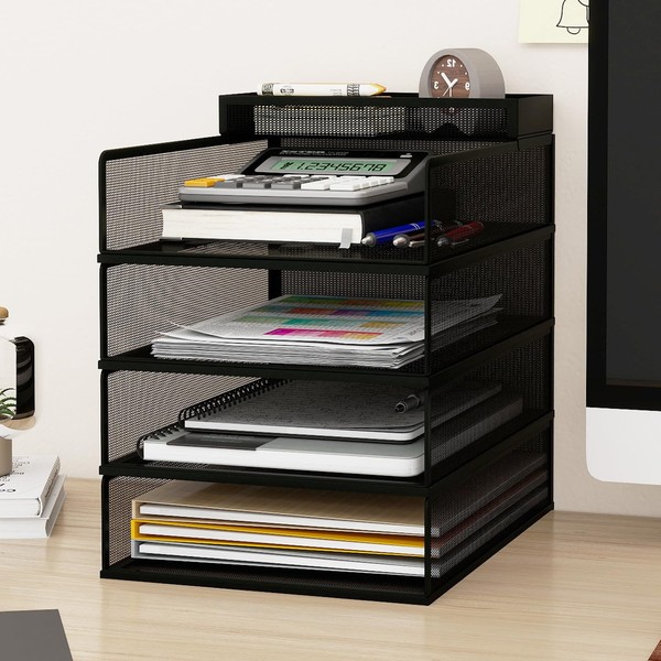 Dokumentenablage A4 Briefablage Metall BüRo Organizer Schreibtisch 4 FäCher-image