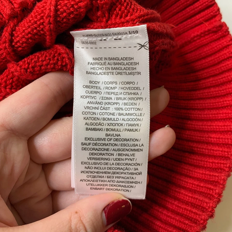 Polo Ralph Lauren Suéter Niños M Mediano Rojo Cuarto Cremallera Cable Tejido Manga Larga Foto 4 de 4