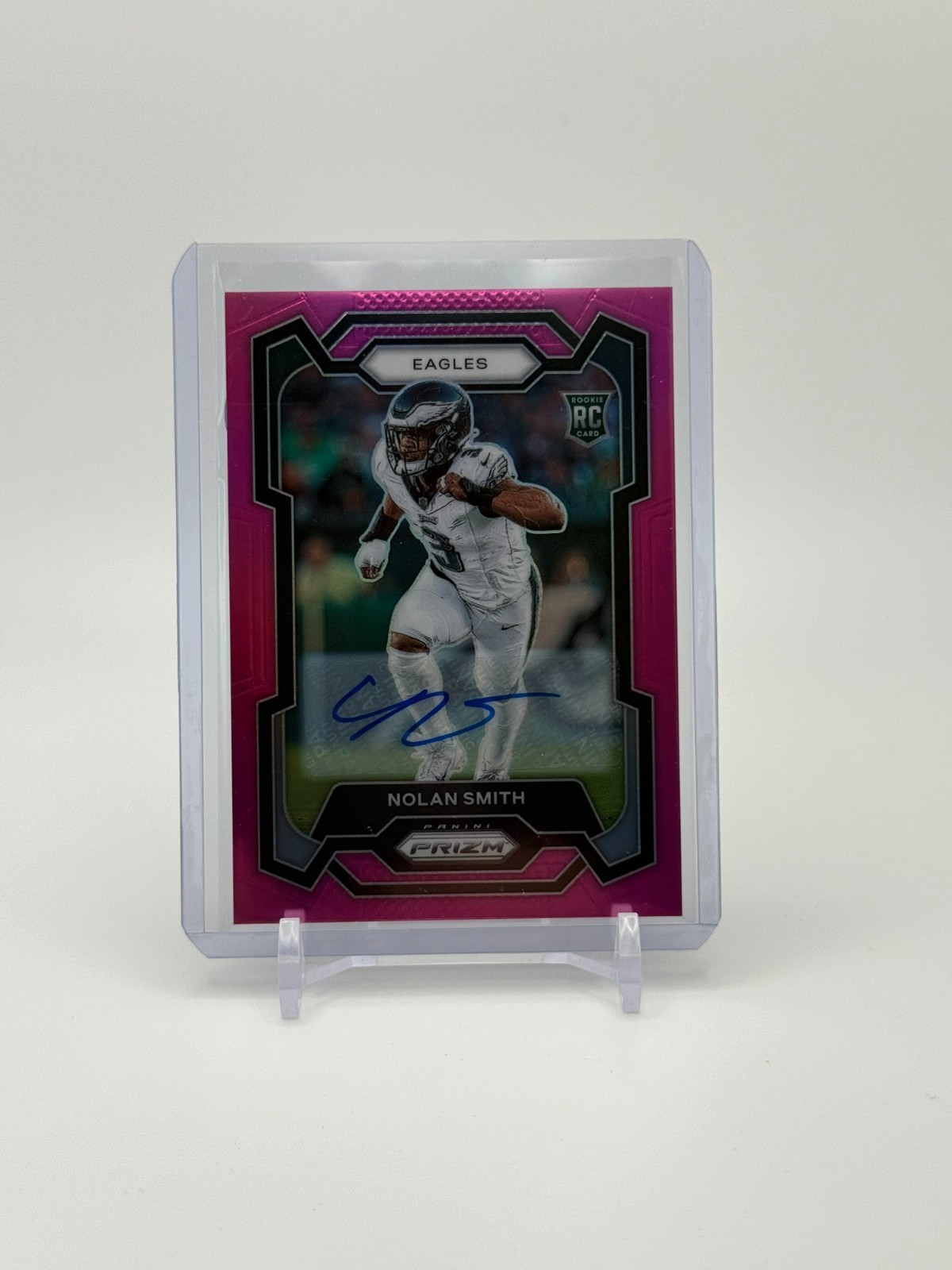 2023 Panini Prizm Pink Auto - Nolan Smith #382 - Rookie RC Eagles