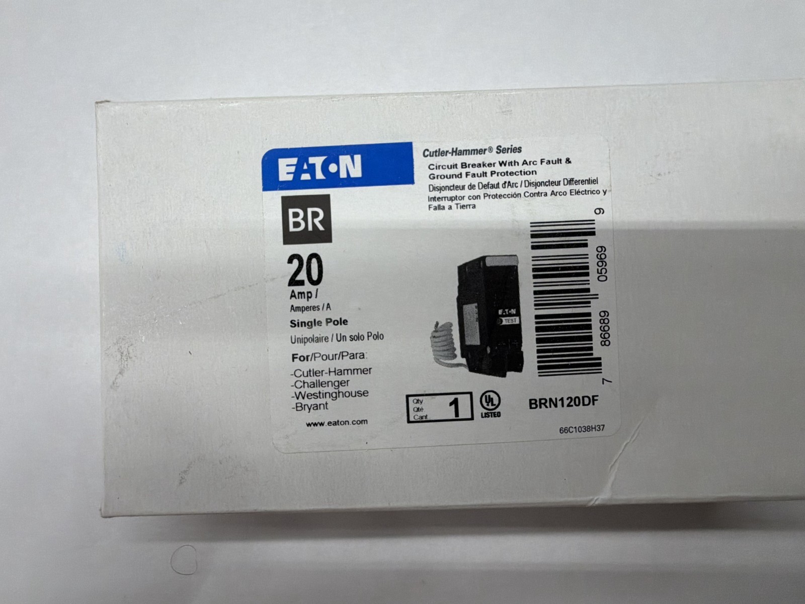 Eaton BRN120DF 20A Dual Function Breaker