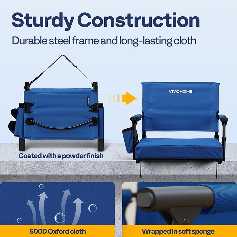 2-Pack Portable Folding Stadium Seat – Padded Bleacher Chair With