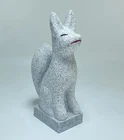 Inari Fox Statue Granite Gray Stone Sculpture Handmade Japanese Garden