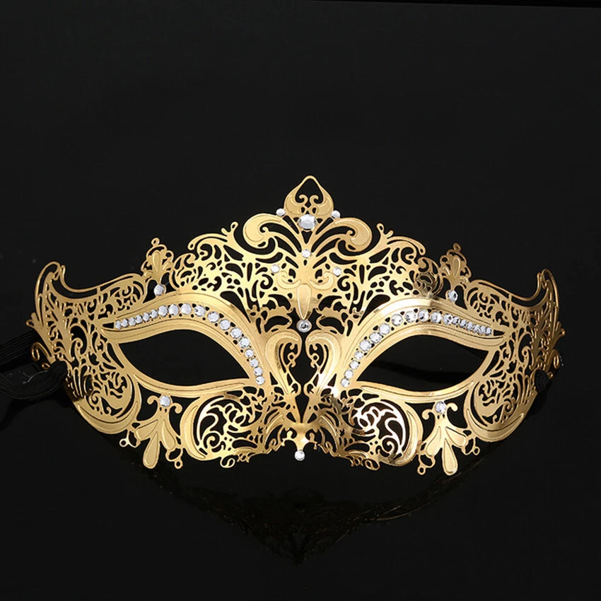 SN-A1-2 Men Women Masquerade Eye-Mask Venetian Costume Party Accessories Gold - Image 2 of 4