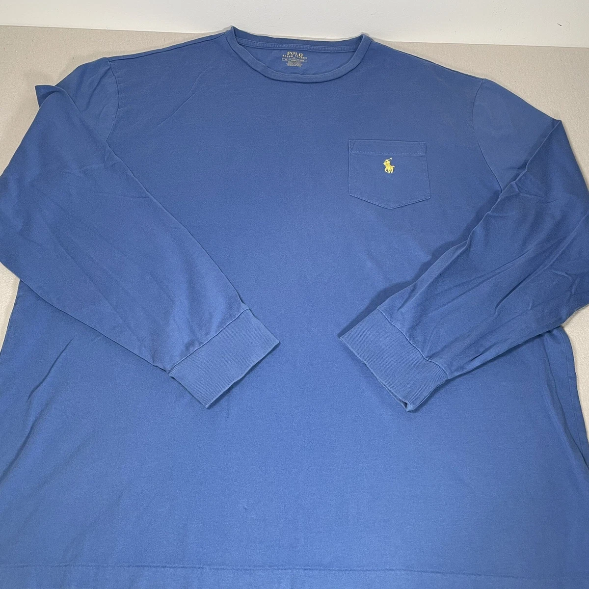 Polo Ralph Lauren Long Sleeve T-Shirt Men's XL Blue w/ Yellow