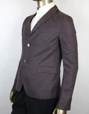 $1650 Gucci Mens Grey/Burgundy Vichy Wool Gauze Jacket 2 Buttons 406675 6086 - Image 3 of 4