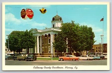 Murry, Kentucky - KY, Calloway County Courthouse, 50s Cars, Vintage Postcard