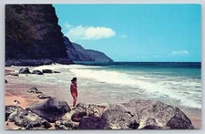 Honolulu Hawaii HI Na Pali Cliffs Kauai Dramatic Coastline c1950-70s Postcard