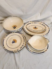 Antique Villeroy & Boch V&B.M Aiglon Saar Basin 1572 Flower Pot Partial Dish Set