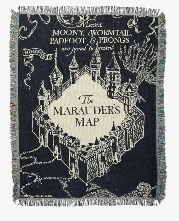 Harry Potter MARAUDERS MAP TAPESTRY THROW BLANKET Hot Topic 48x60