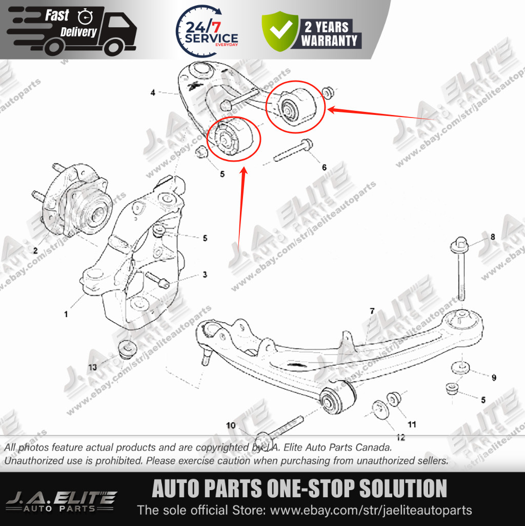 Front Upper Control Arm Bushing fits Aston Martin Rapide, DBS, V8 Vantage