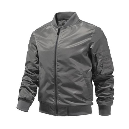 New Mens Heavy Weight Ma-1 Flight Bomber Jacket Full Zip Outerwear Coat Color - Picture 8 of 16