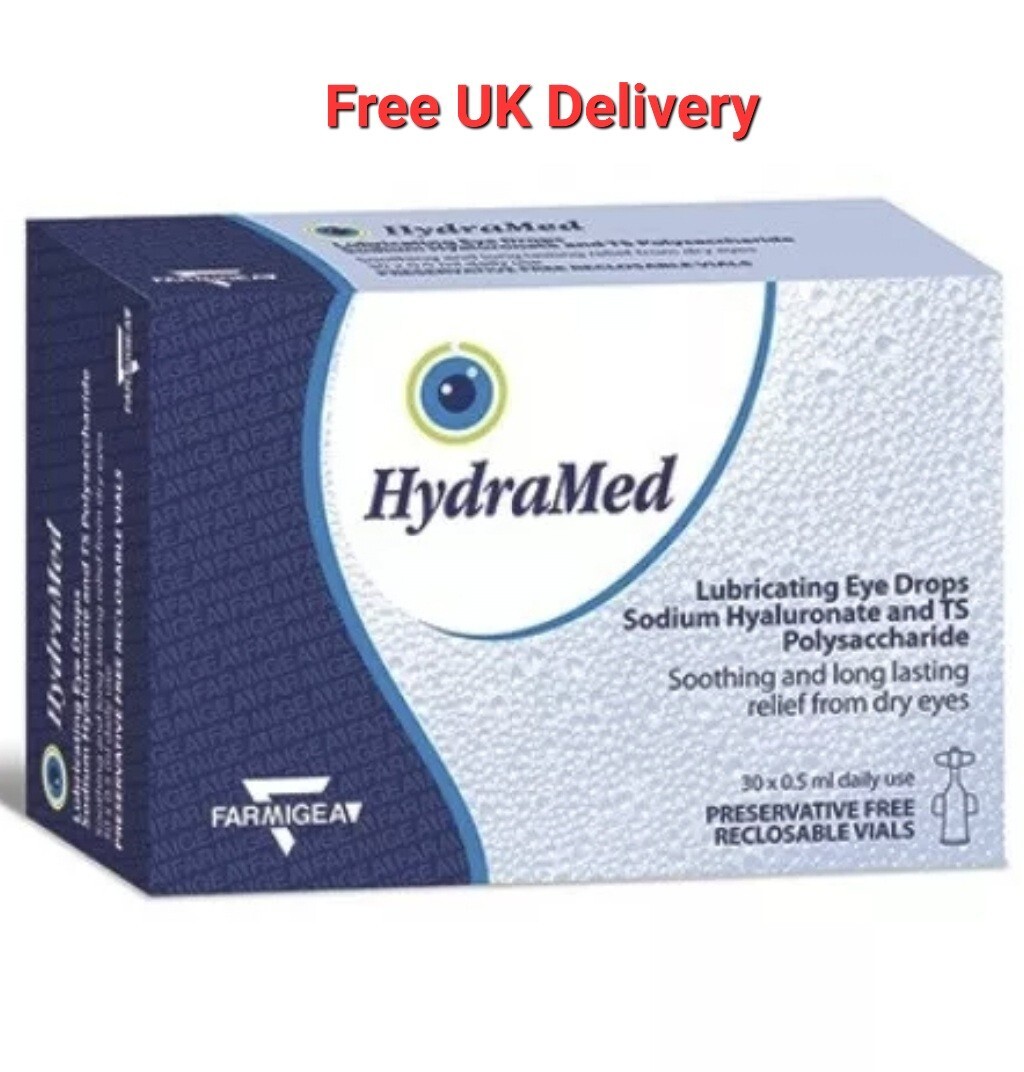 Hydramed 0.2% Sodium Hyaluronate Eye Drops x 30 unit dose Pack NEW