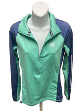 PINK Ultimate Womens Jacket Size Small 1/2 Zip Long Sleeve Pullover Blue Green