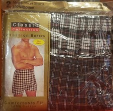 Lot 2 Pack Men's Cotton Boxer Briefs Check Plaid