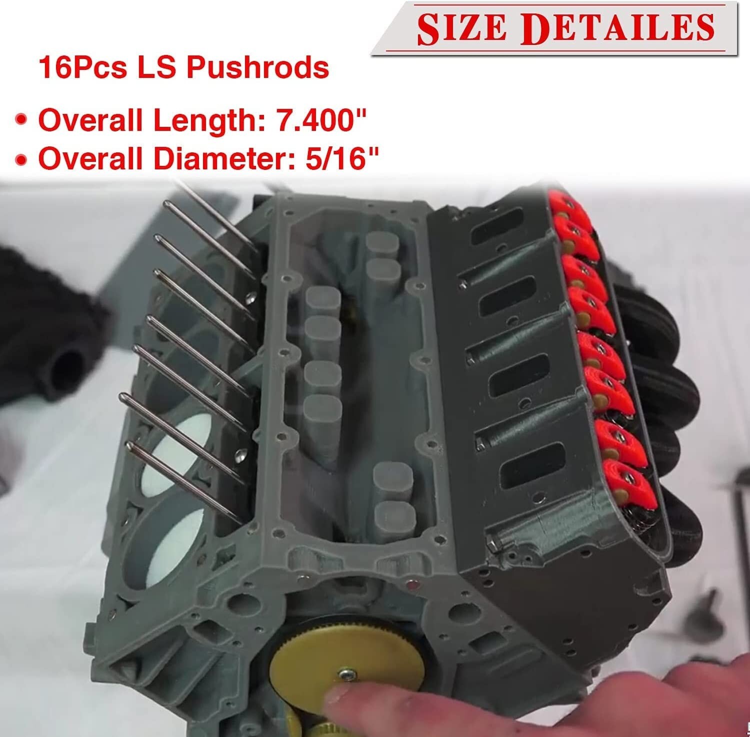 Performance LS 16 Pushrods 7.400" GM LS1, LS2, LS3, LS6 5.3L 5.7L 6.0L