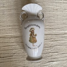 HOLLY HOBBIE Flower Bud Vase "Thoughtfulness Starts In A Warm Loving Heart" 7"