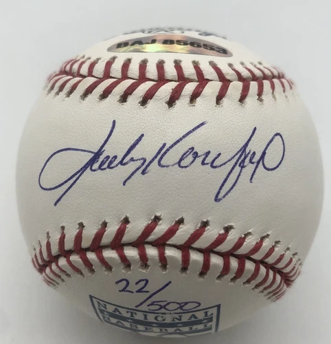 Sandy Koufax Signed Brooklyn Dodgers HOF Logo Baseball Upper Deck UDA/MLB LE/500