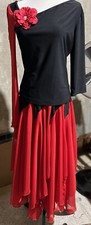 Black And Red Ballroom Waltz Tango Performance Practice Skirt And Top Size Med