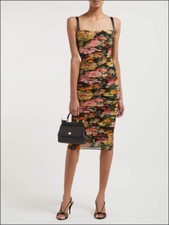 3.7k Auth Dolce & Gabbana Dress Floral Ruched Midi Build-In Bra IT46/US10/ L