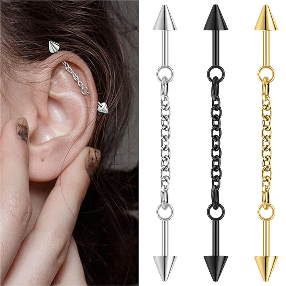 OUFER Body Piercing Helix Boucles D'oreilles à Tige En Acier Inoxydable 316L Avec Griffe De Dragon 16 G, Acier Inoxydable, Pierre Naturelle