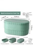 Ice Cube Tray w/Bin & Lid- 56 Ice Molds- 10 Gloves