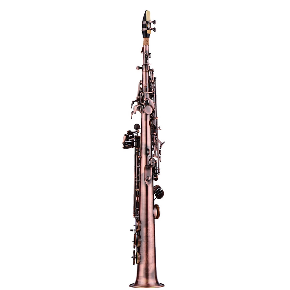 Straight Soprano Saxophone Brass Nickel Plated Bb Sax Carve Pattern Sax Kit D0V3 - Image 3 of 4