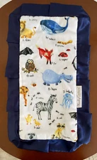 MINKY COUTURE Navy Blue Security Blanket or Burb Cloth or Lovey~Animals~