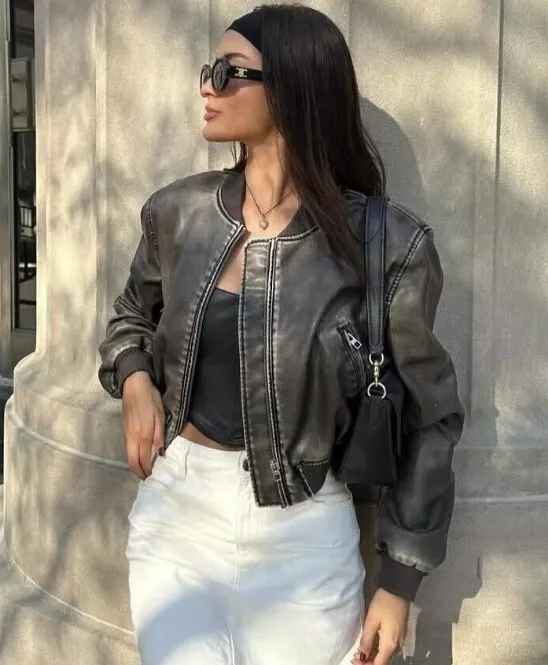 Zara leather deals effect jacket