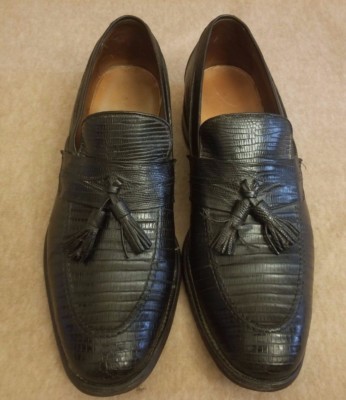 Allen Edmonds Clayton Men Lizard Loafers Sz 10 A Allen Edmonds Clayton Men Black Loafers Exotic Lizard Skin  main image 4