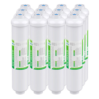 12 Pack Inline Post Carbon Polishing Water Filter for RO 1/4'' QC Standard Size