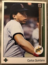 1989 Upper Deck Carlos Quintana Baseball Card Rookie (RC) #26 Red Sox. rookie card picture