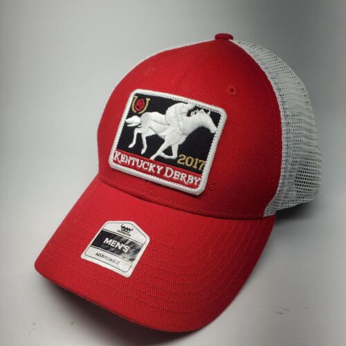 Kentucky Derby Hat Cap Mens Adjustable Red Mesh Back Trucker 2017 Fan Fav - Picture 1 of 11