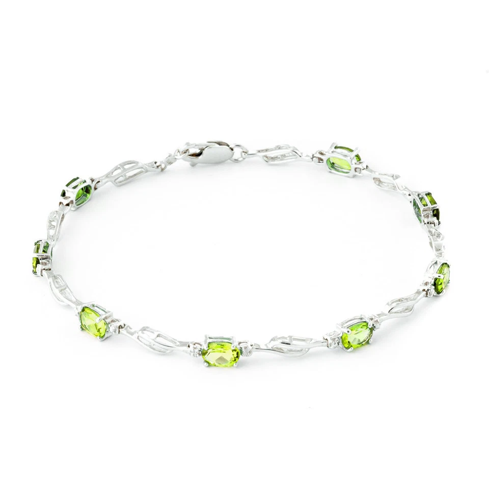 14K. SOLID GOLD TENNIS BRACELET WITH PERIDOT & DIAMOND - Image 4 of 4