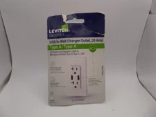 LEVITON T5832-BW 3.6A 18W USB DUAL TYPE-A IN-WALL CHARGER & 20-AMP OUTLETS WHITE