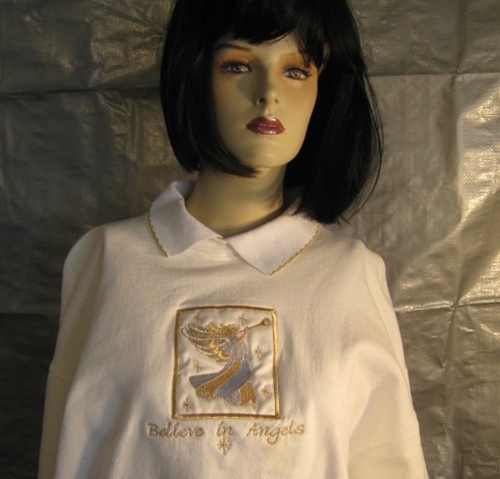 PREMIUM FOTL Invierno Sudadera BELIEVE IN ANGELS Manga Larga Ribete Dorado Mujer XL - Imagen 3 de 10