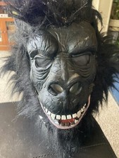 Latex Gorilla Halloween Mask Black Hairy Adult Size