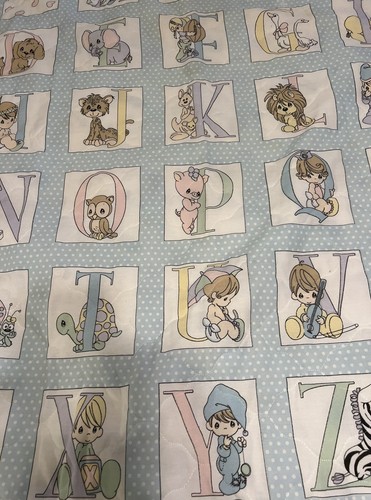 VTG Precious Moments Handmade Baby Quilt Blanket ABC'S Animals 34”By 45” - Picture 4 of 13