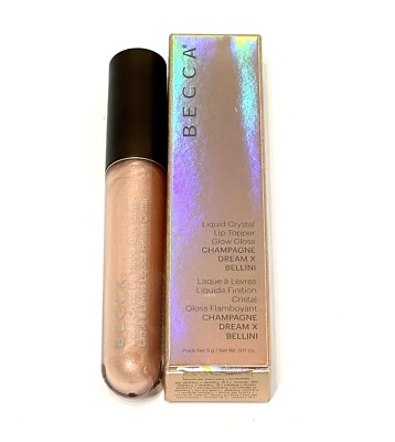 BECCA Liquid Crystal Lip Topper Glow Gloss CHAMPAGNE X BELLINI .17 Oz NEW wBOX