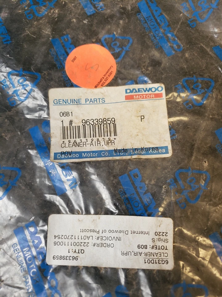 Daewoo Nubira 1998-02 motor 2,4 L filtro de aire caja cubierta superior nuevo fabricante de equipos originales 96339859 Foto 2 de 3