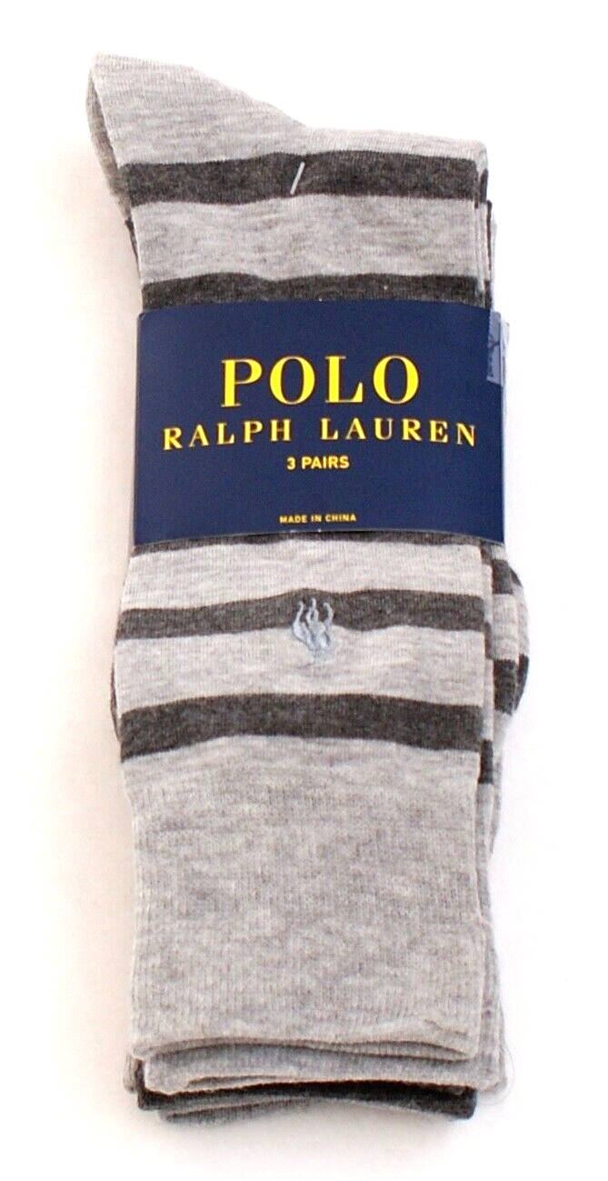 PONY Polo Ralph Lauren Calze Pantaloni Grigi 3 in Confezione Uomo 6 12 5 Nuovi con etichette