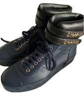 CHANEL HIGH TOP SNEAKERS 38.5 NEW 1200 NO BOX NO BOX RUNNING SHOES ATHLETIC