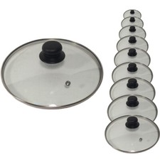 Topfdeckel Glasdeckel Edelstahlrand Sichtdeckel mit Pfeife bruchfest 14 - 32 cm 