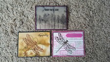 3 Stampin' Up! All Occassions Cards, Dragonfly Dreams, Winter Woods